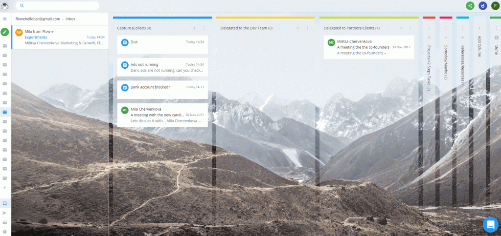 Delegate tasks GTD Gmail in Flow-e