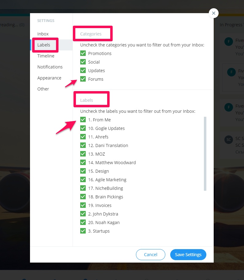 Inbox Zero Gmail Labels Filtering