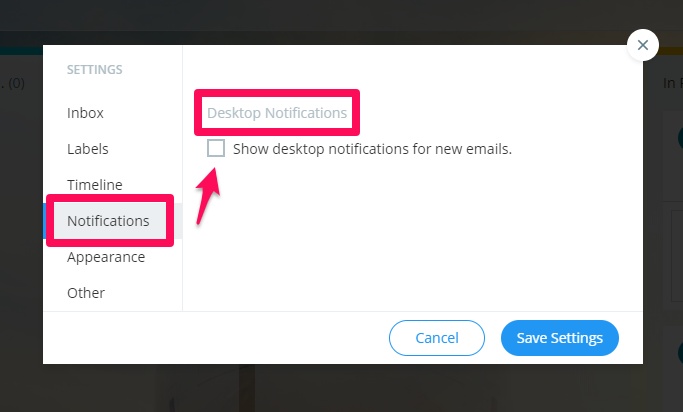 Inbox Zero in Gmail Turn Off Desktop Notifications