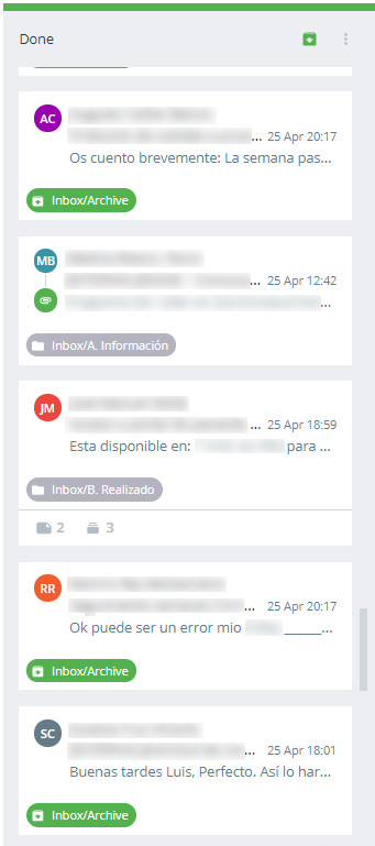 Done folder in Flow-e