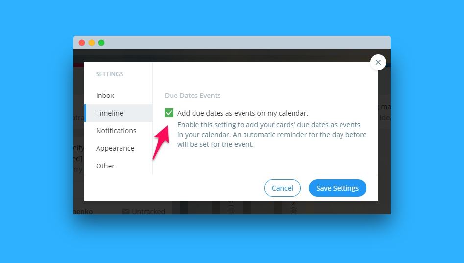 Due dates create event in my calendar setting